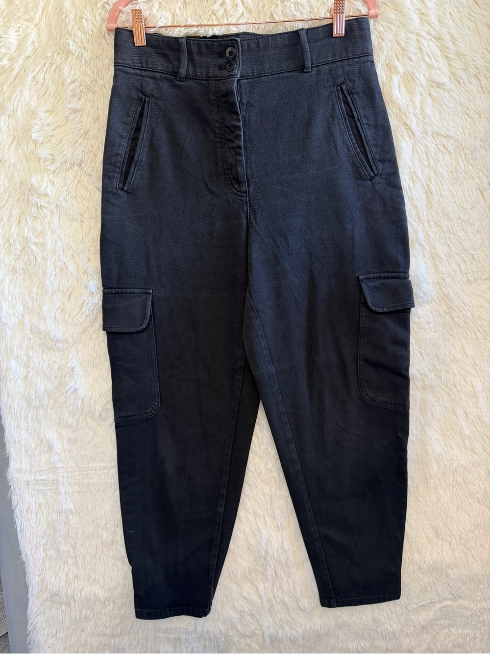 Wilfred Free Aritzia Modern Cargo Pant Size 10 Black Hi Rise Utility Twill READ